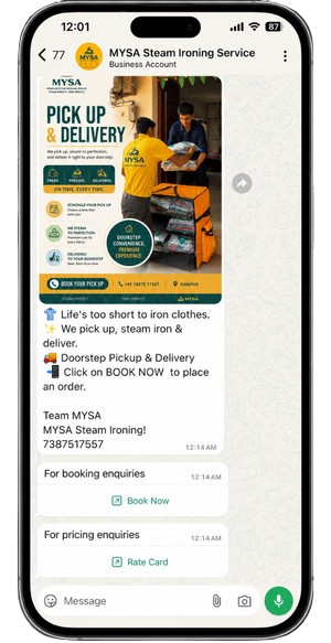 Connector-triggered WhatsApp re-engagement message with pickup and delivery offer