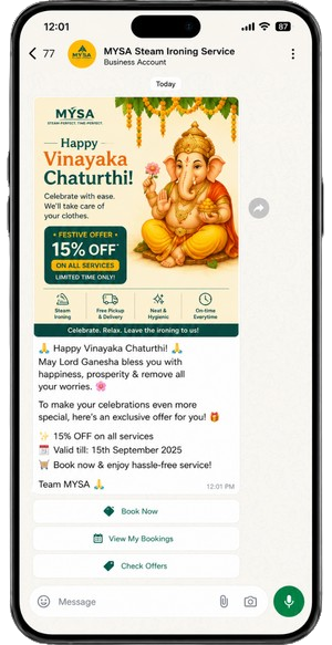 Connector-triggered WhatsApp sync message between CRM and booking system